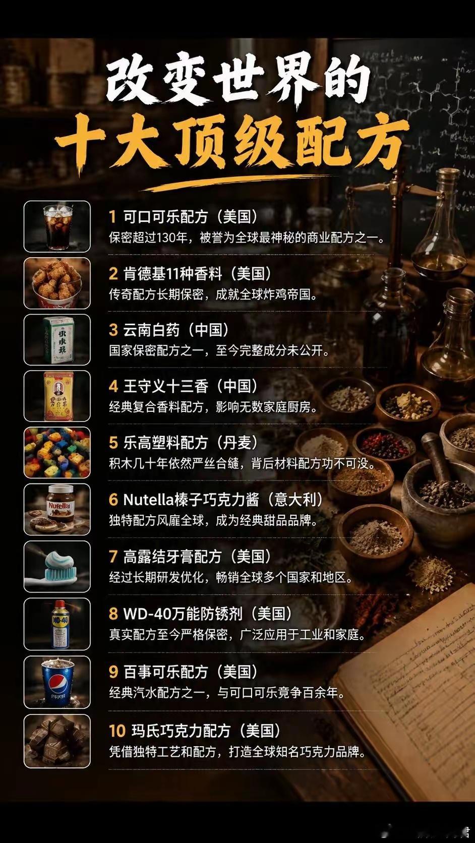 改变世界的十大顶级配方 ​​​