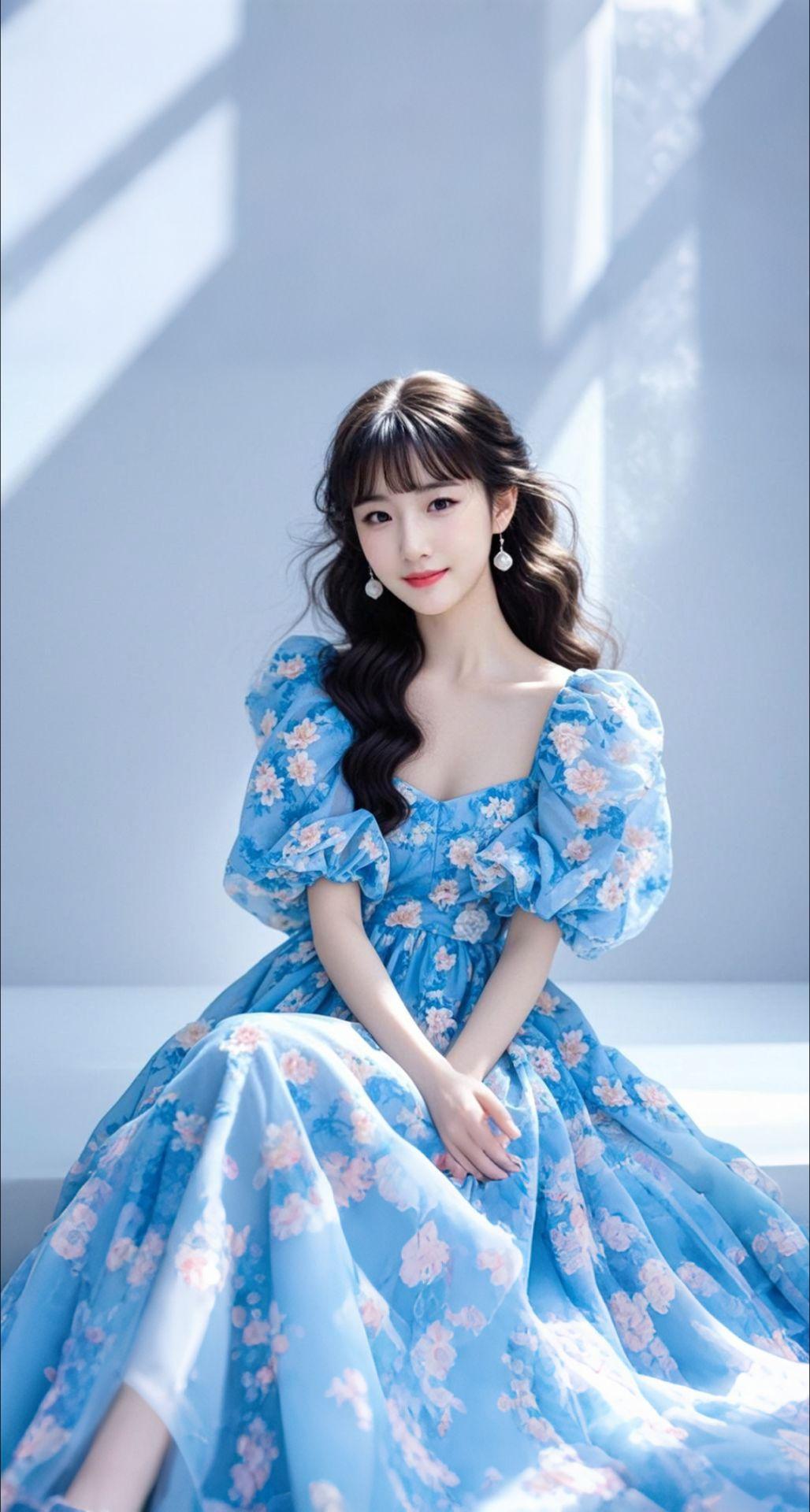 AI扩图 AI蓝花梦影