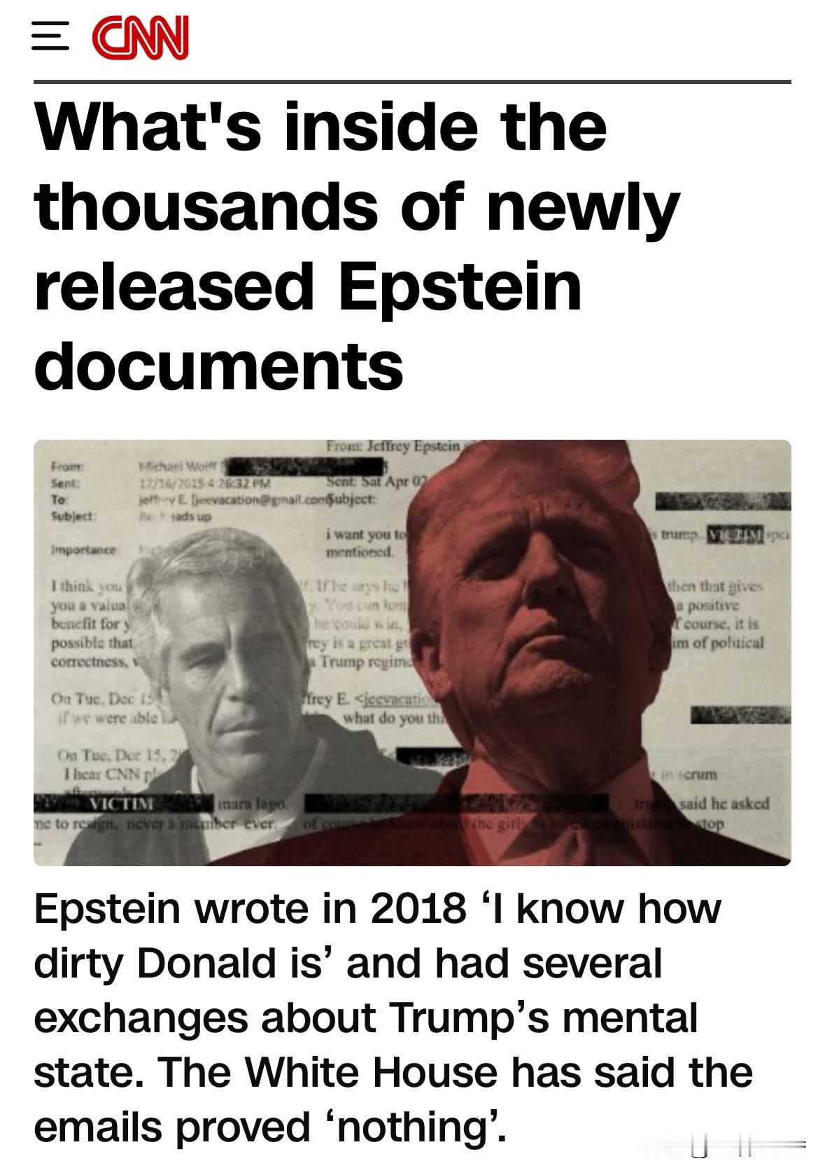 周三，美众议院监督委员会公开了一些有关爱泼斯坦的文件。据称，川普被多次提到。这事