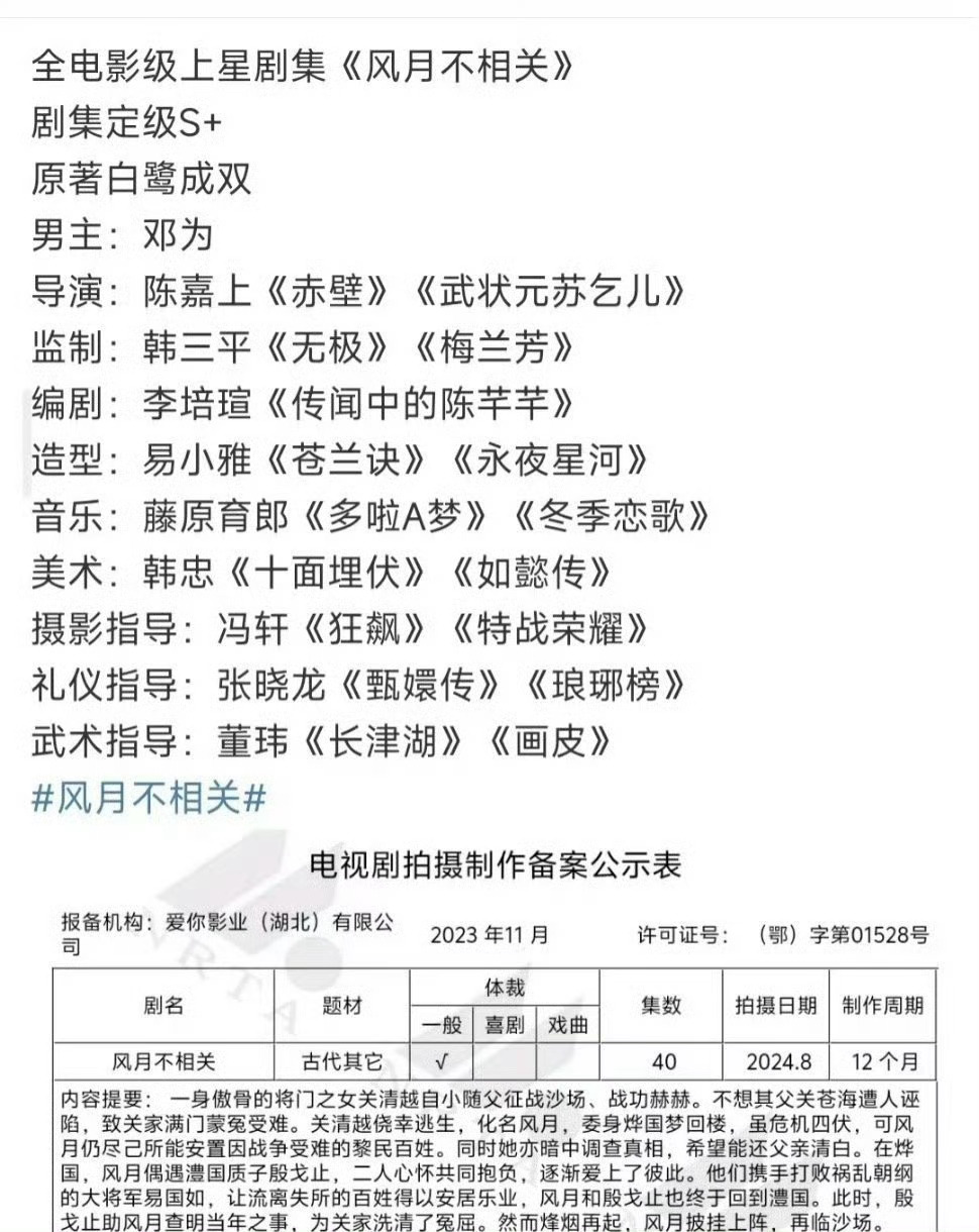 邓为风月不相关制作团队 ​​​