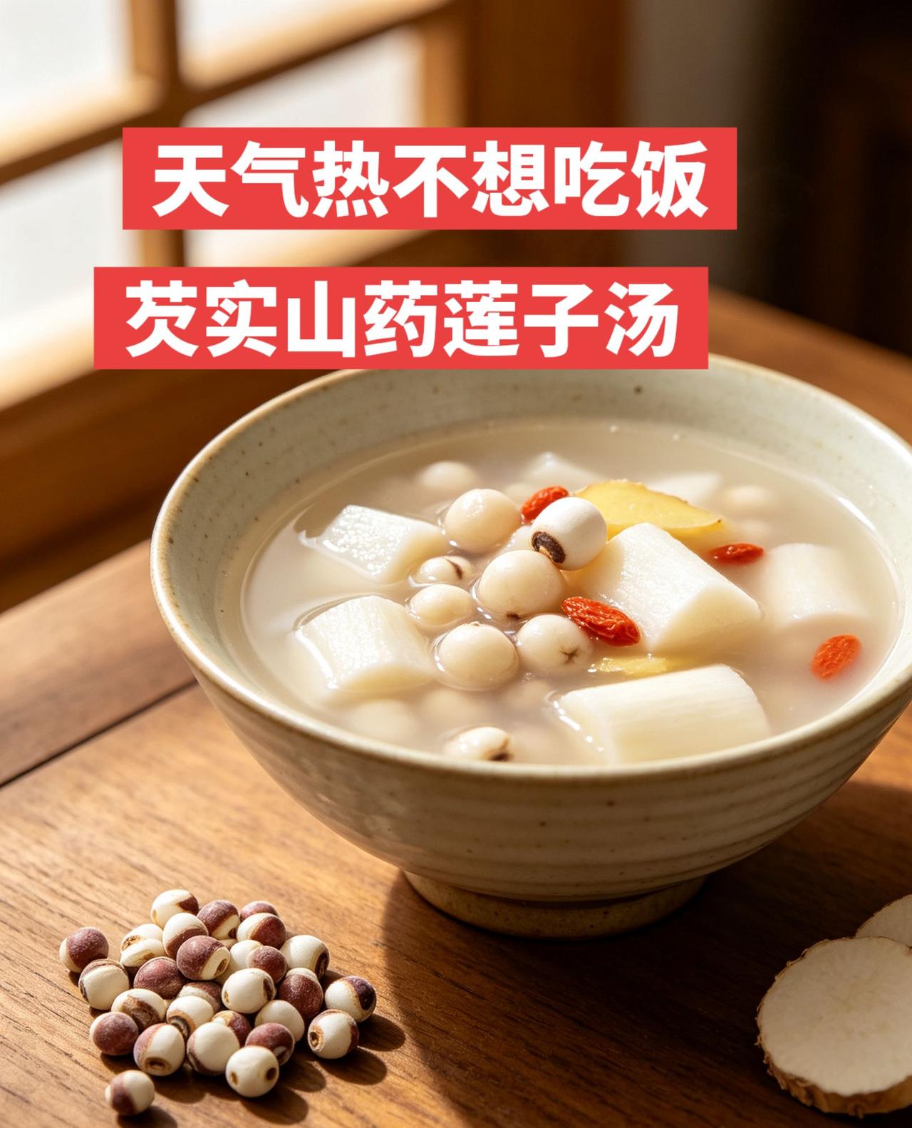 食材（2人份）
 
干芡实20g、干莲子20g、铁棍山药300g、红枣5颗、枸杞