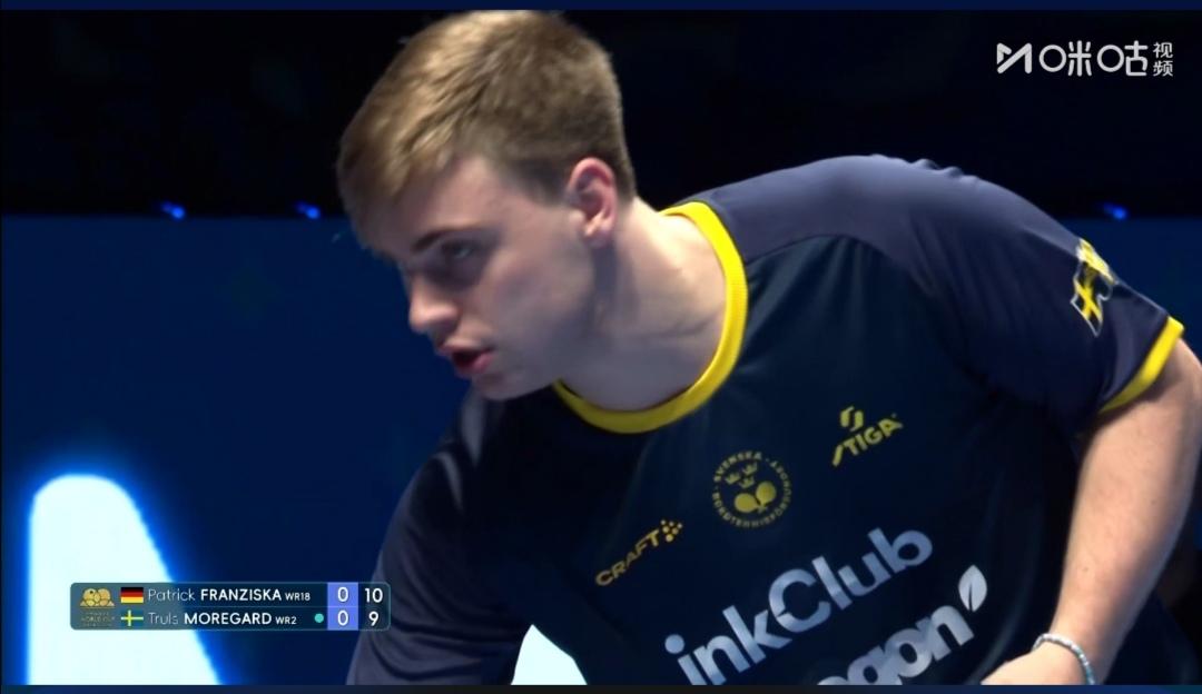 4/4区，男单1/8决赛。
德国老将弗朗西斯卡第一局8-3领先，被双科亚军、瑞典