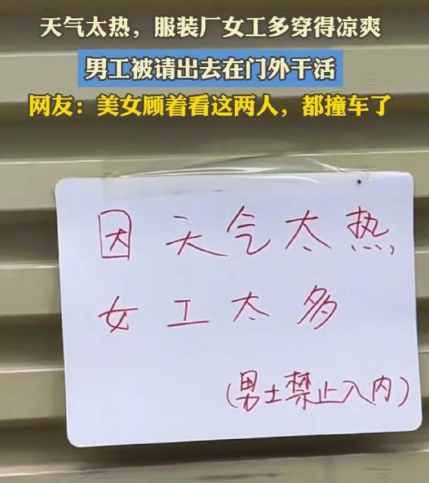 “笑翻了！”服装厂女工占多数，夏天高温穿着清凉干活，老板无奈请走2名男工，还在门
