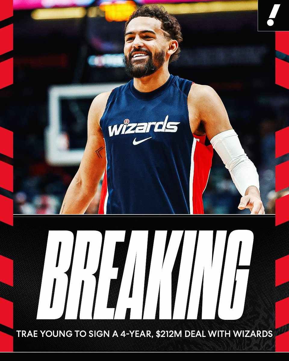 NBA交易 特雷-杨计划与奇才签下一份为期四年的2.12 亿美元的合同，最后一年