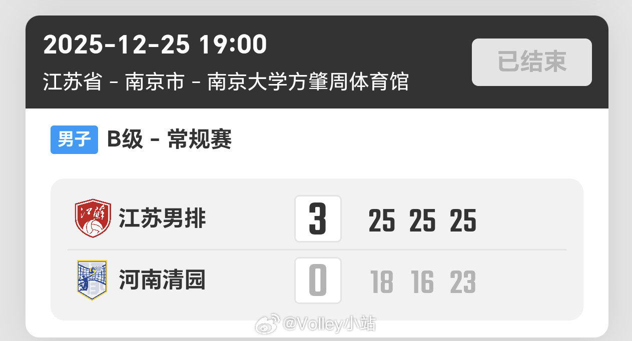 2025-2026赛季中国男子排球超级联赛第四轮，江苏男排3比0河南男排（25-