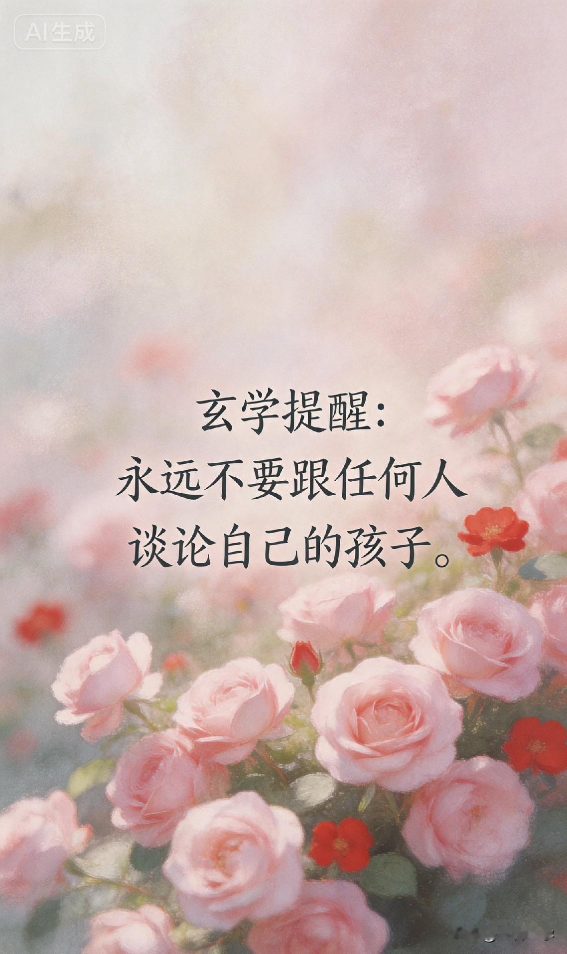 玄学提醒：永远不要跟任何人谈论自己的孩子。

你以为是在分享育儿经，其实是在给孩