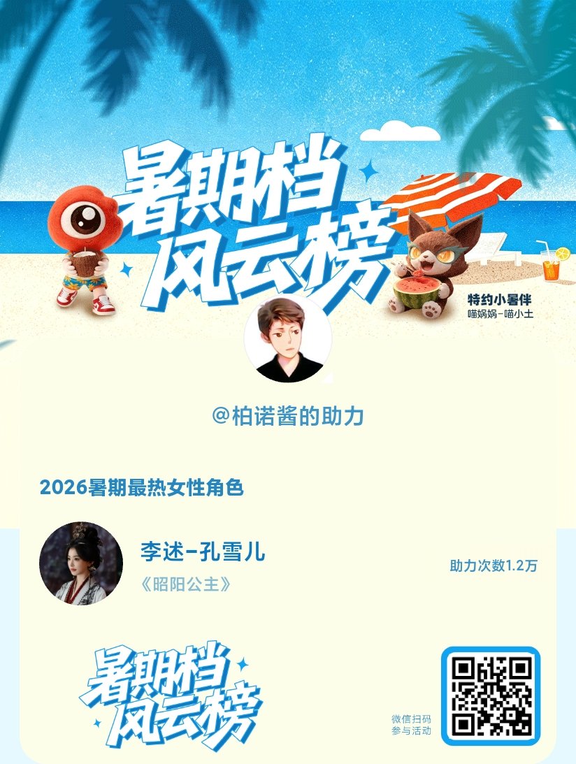 【暑期档风云榜】活动进行中，快来助力她成为今夏最热！2026暑期最热女性角色 暑