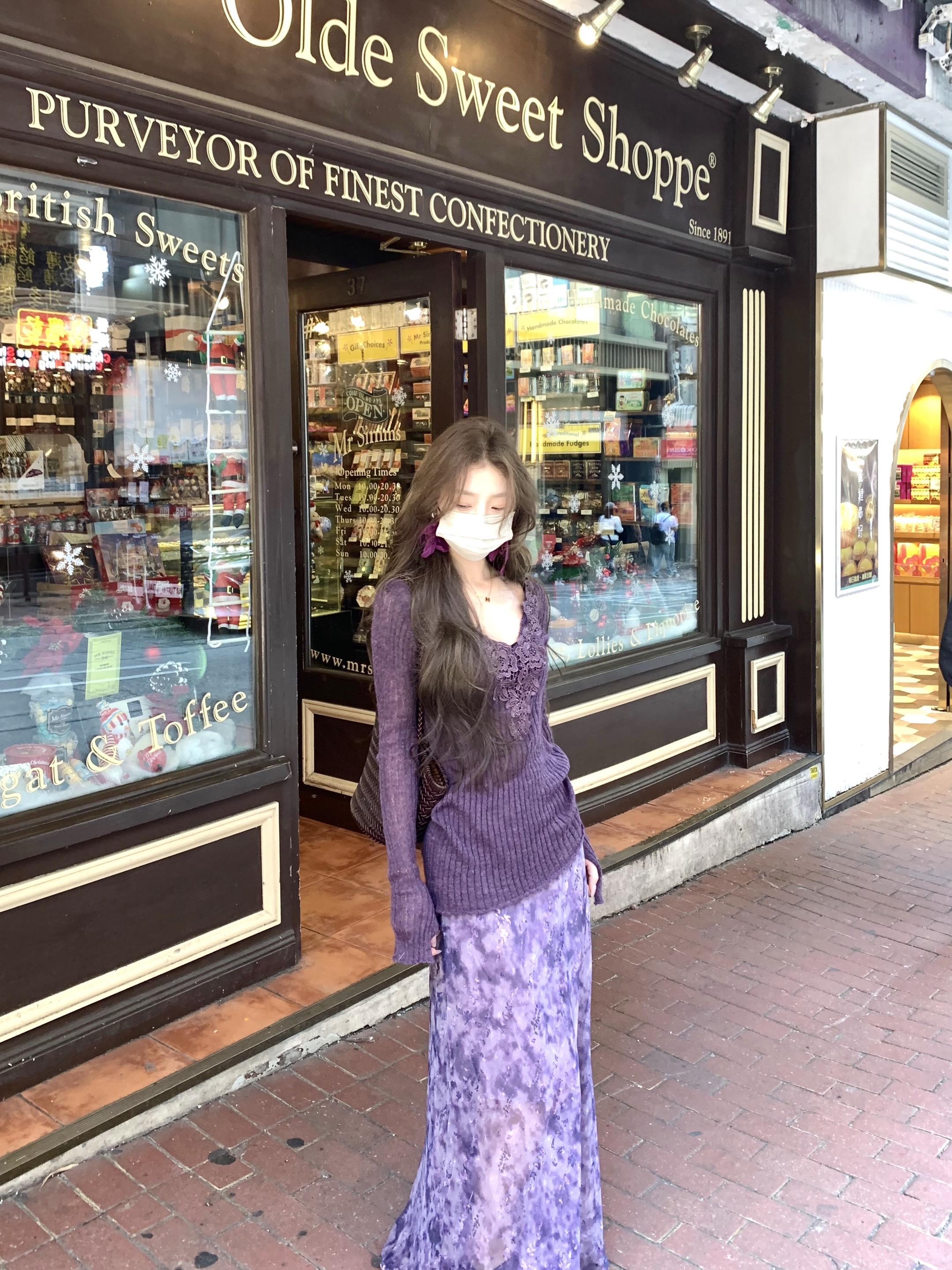 旅行 气质穿搭 紫色系 裙子 香港