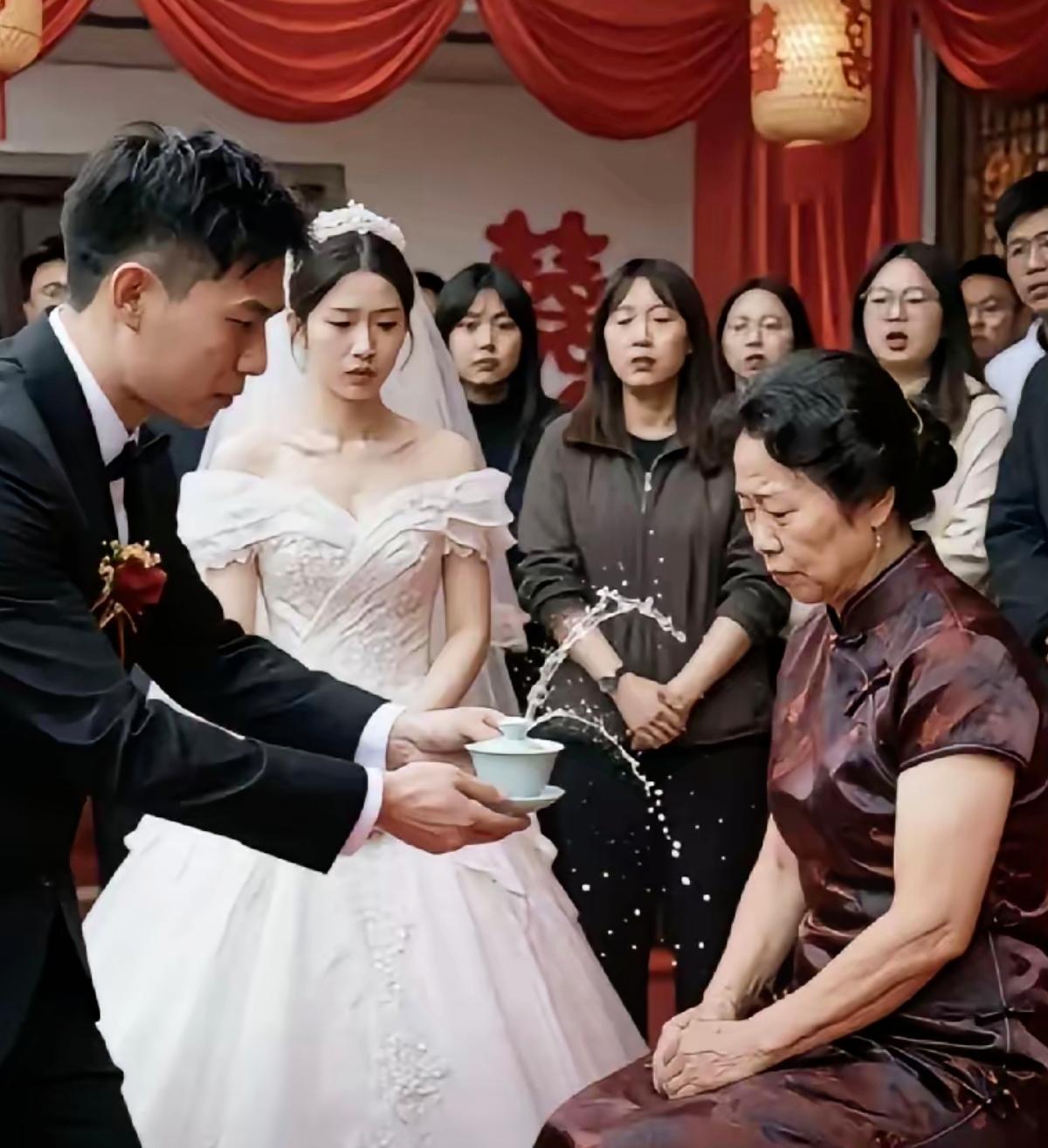 婚礼上敬茶连喊三声妈，岳母全程冷眼不理，新郎当场泼茶离场，这婚说不结就不结，看着