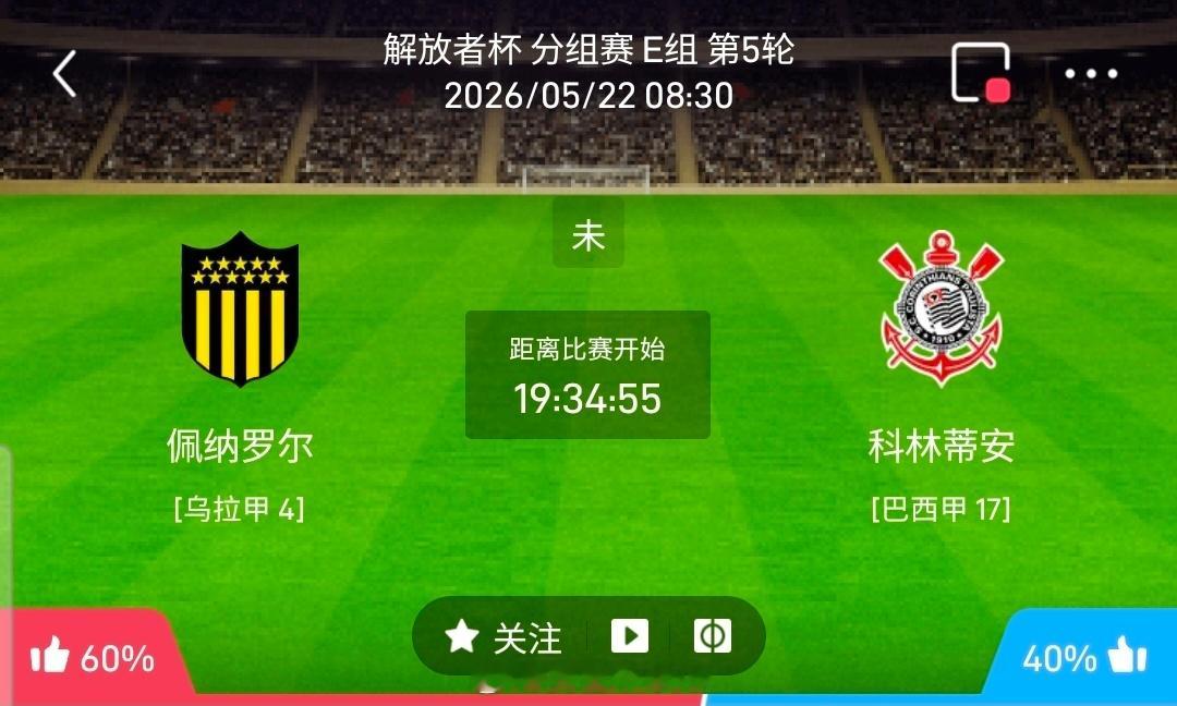 【足球】周四005解放者杯方向：佩纳罗尔vs科林蒂安解放者杯：佩纳罗尔VS科林蒂