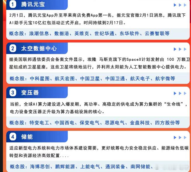 今天主要四大方向 