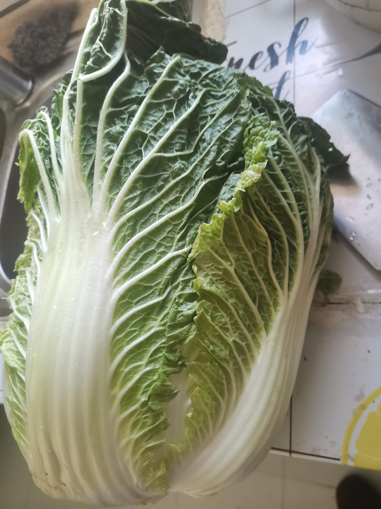 老婆买回来一个大白菜，外面的青叶都没有剥掉，她却说青叶更好吃。
我说，这青叶不是