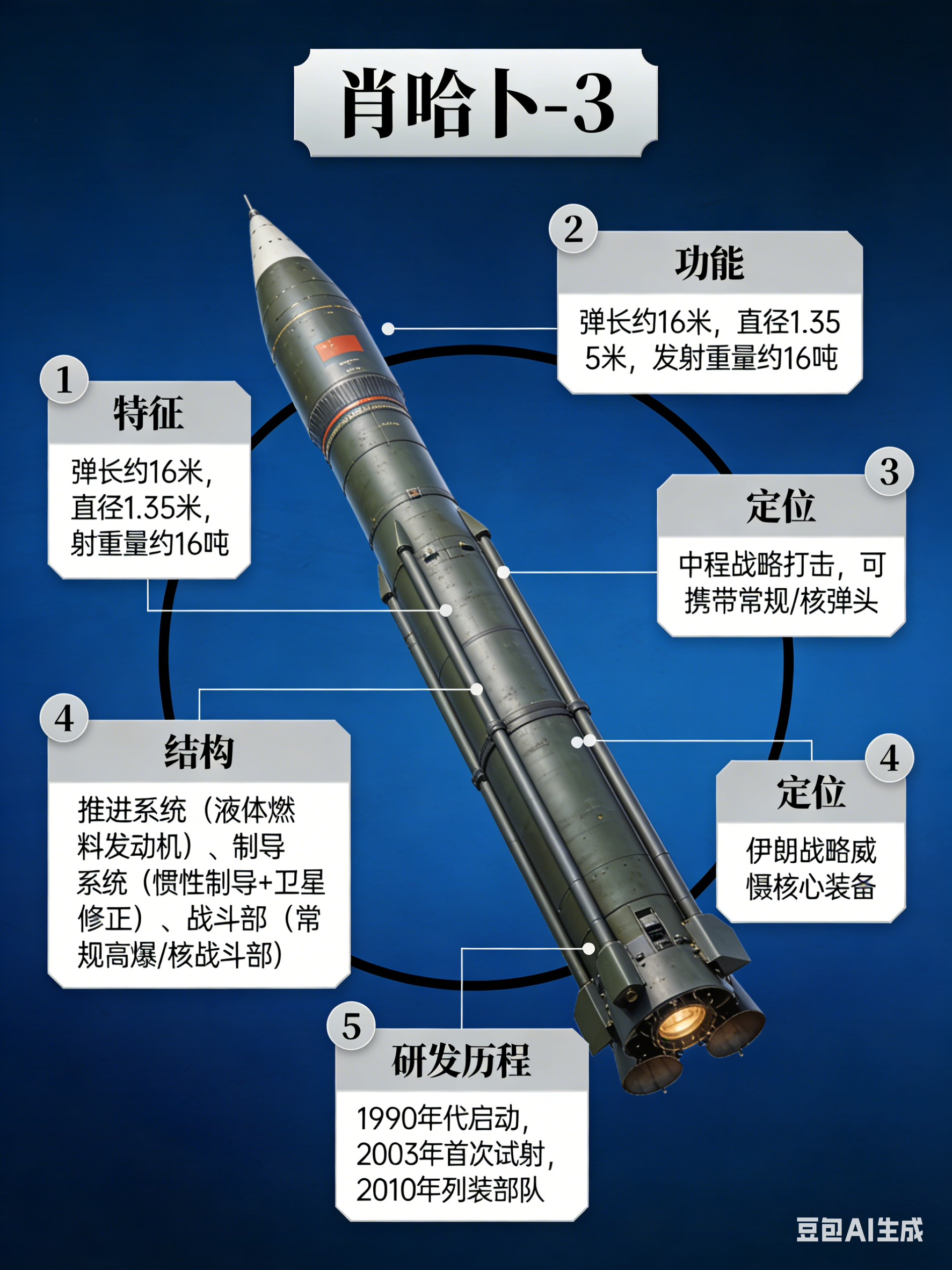 全球武器装备盘点 “肖哈卜-3”弹道导弹“肖哈卜-3”弹道导弹（Shahab-3