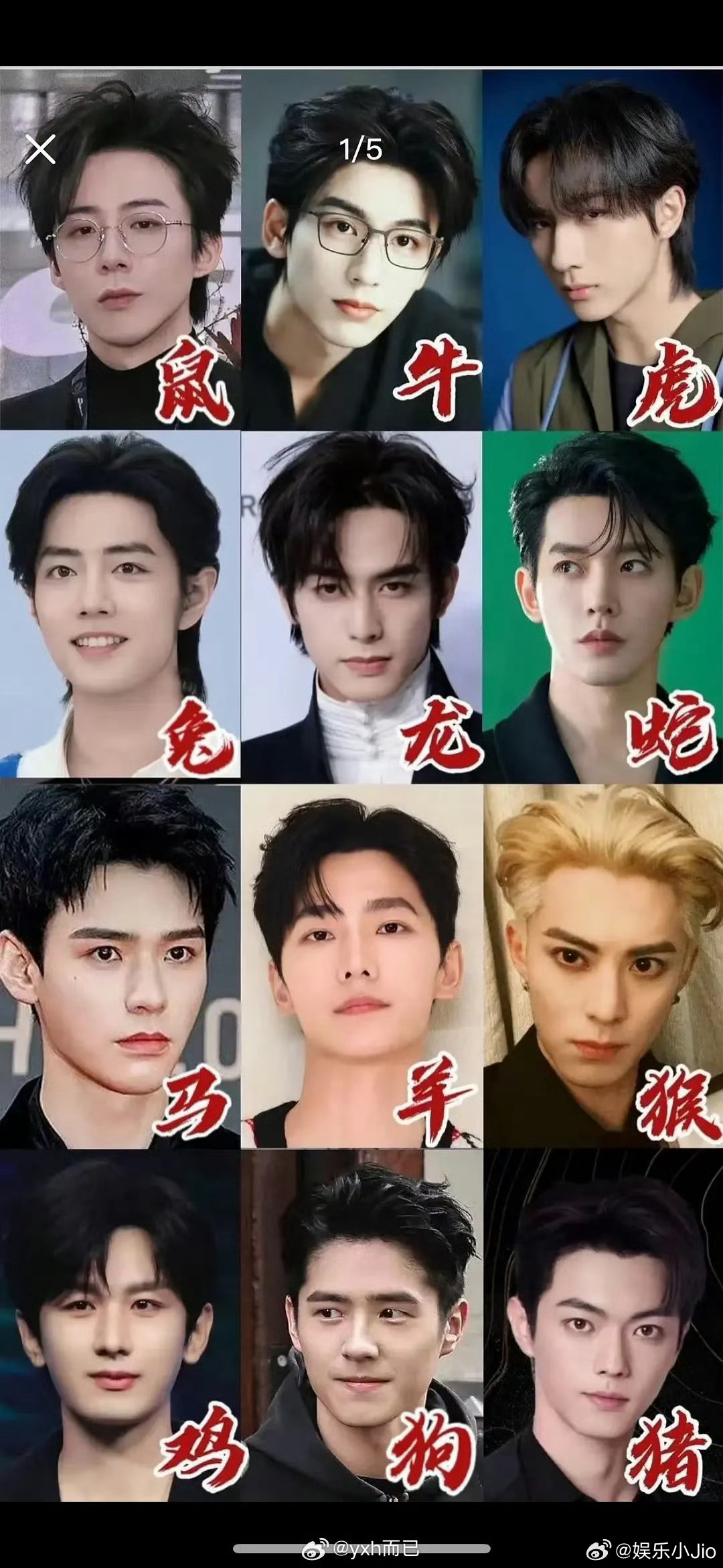 十二生肖版艺人名单，每个都是典型代表人物啊[跪了][跪了] ​​​