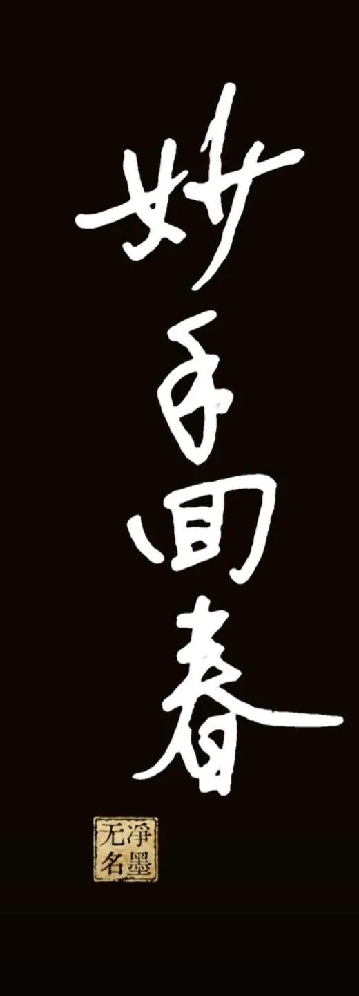 释文：妙手回春
释义：用来称颂医生医术高明，能治愈重病。
印章：净墨无名
简要书