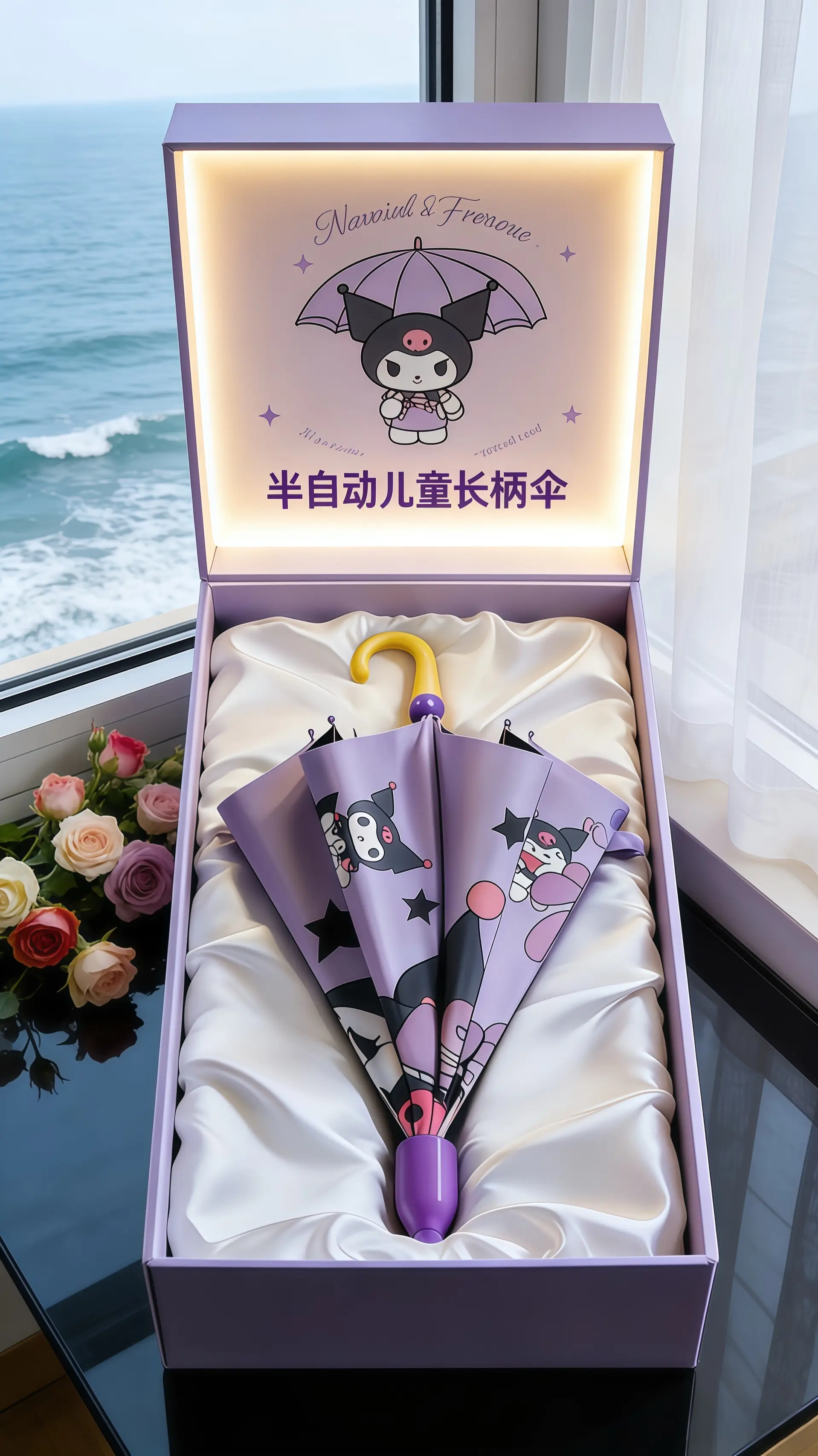 库洛米雨伞 儿童雨伞 晴雨两用伞 下雨必备 儿童雨伞带防水套