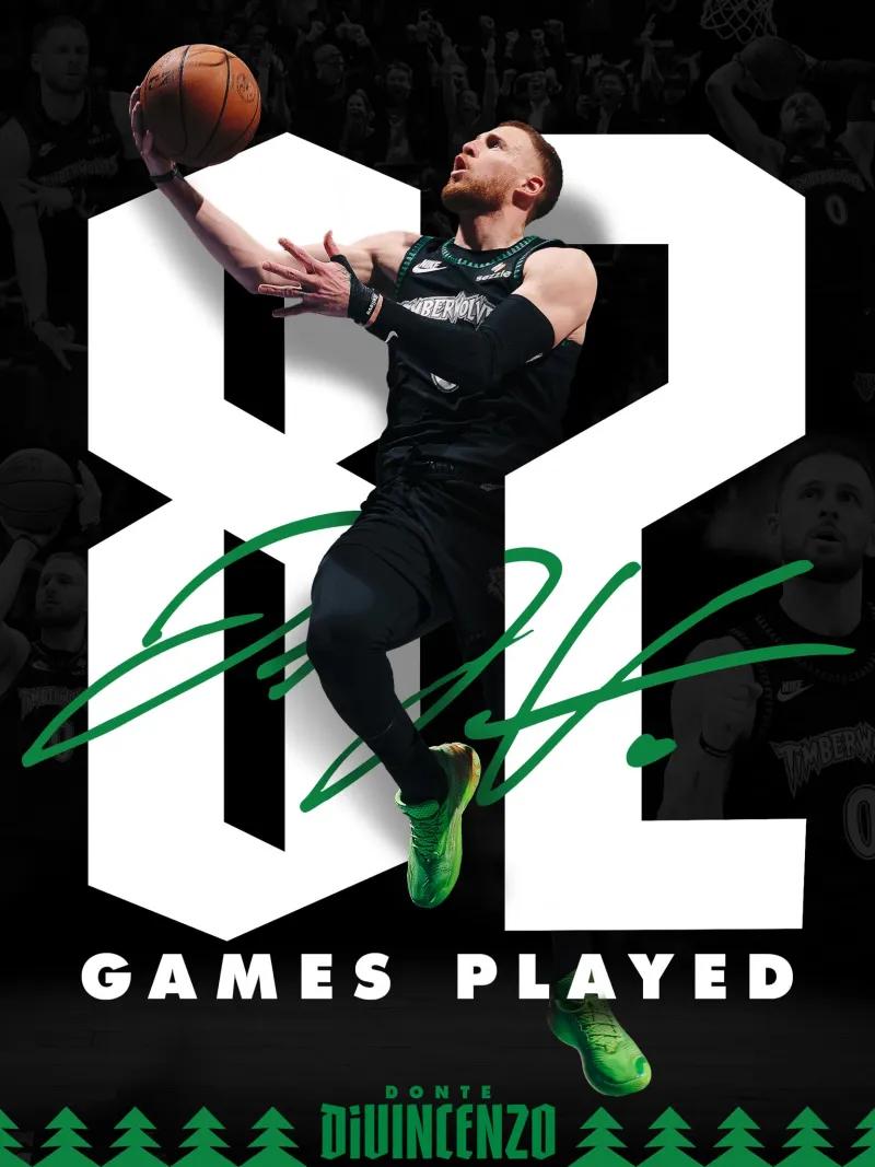 铁人精神！森林狼官方：恭喜迪文琴佐打满赛季全部82场比赛
04月14日讯 今日，