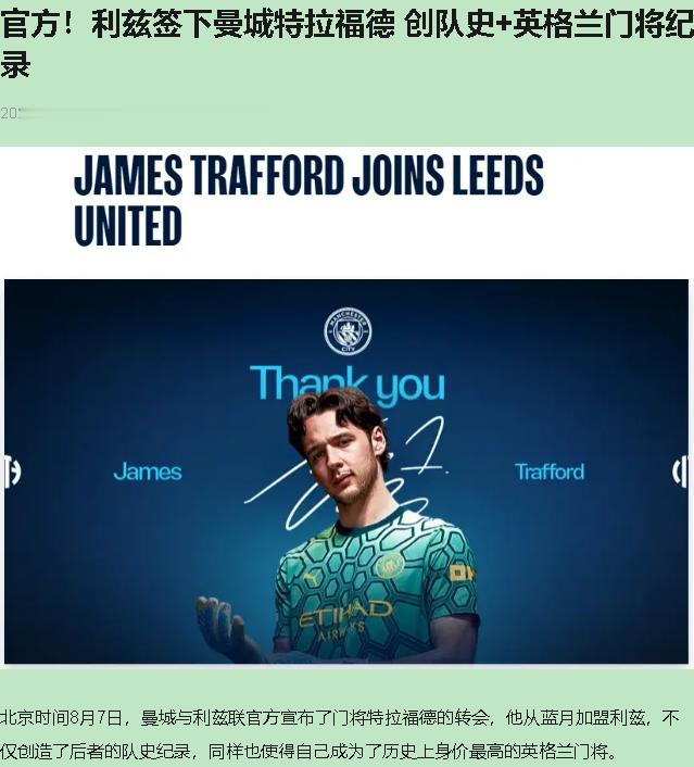 4500万镑，买一个只在杯赛上了17场的替补门将？

我盯着屏幕愣了半分钟。利兹