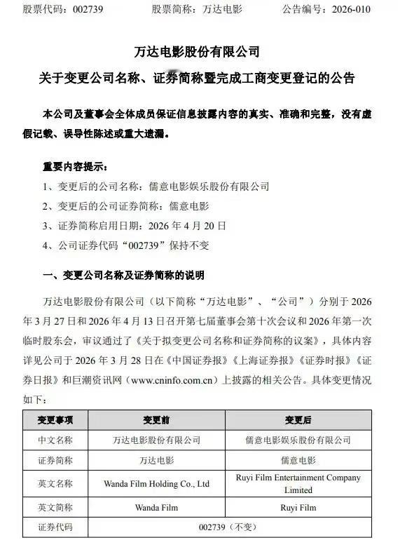 万达电影改名，一个时代落幕了。
万达电影改名，很多人的观影记忆成为了过去。
但是