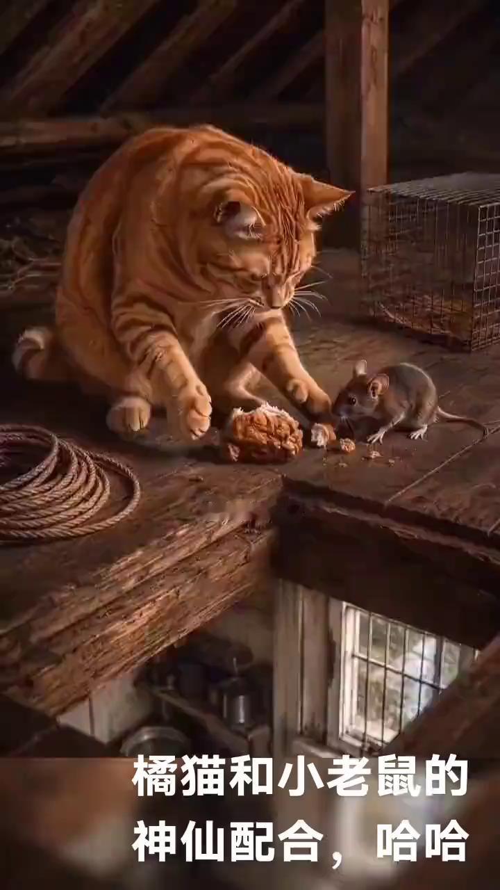 橘猫和小老鼠的神仙配合。
