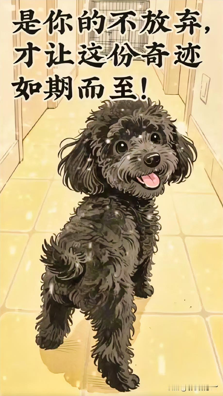 被遗弃的瘫痪小泰迪，在爱里创造了战立的奇迹。

雨天的街头，一只黑色小泰迪在潮湿