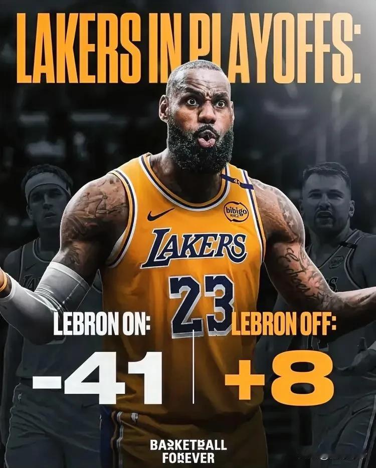 40岁的詹姆斯该放权了，詹姆斯在季后赛在场时输掉了41分！

作为NBA历史上自