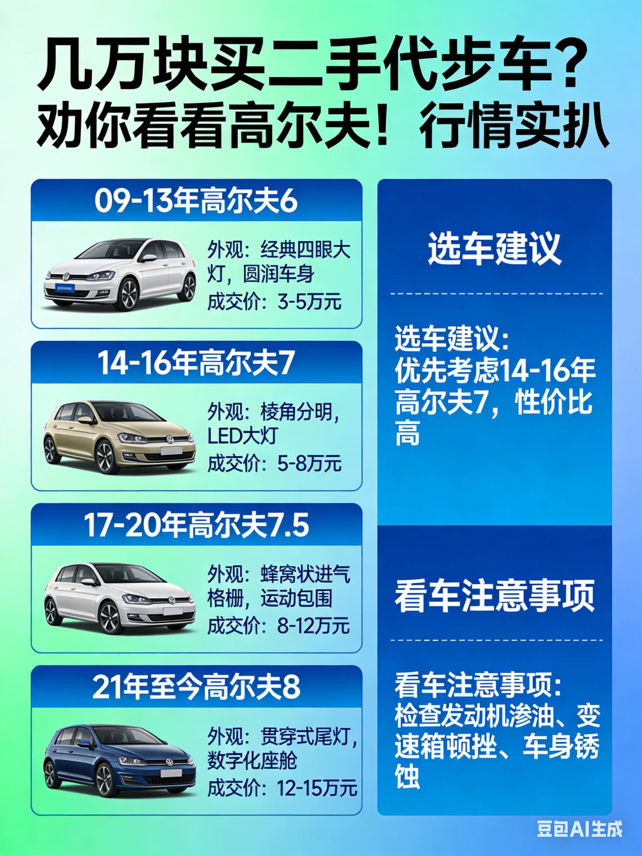 拿着几万块买二手代步车，为啥我劝你看看高尔夫？行情实扒
手里攥着几万块钱，想买个