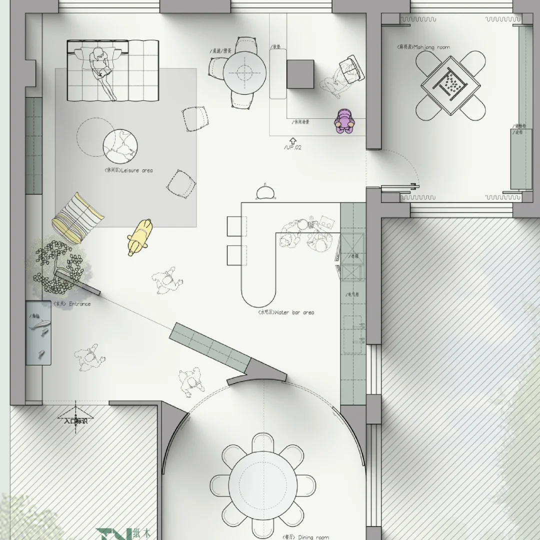 100 ㎡的掼蛋室！这不得天天加班—4版方案