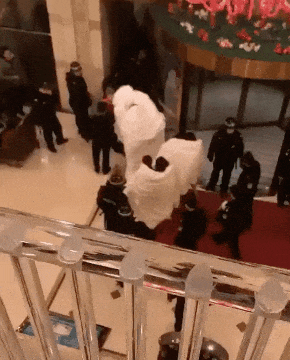 弄啥嘞？咋给人酒店的被子都顺走了