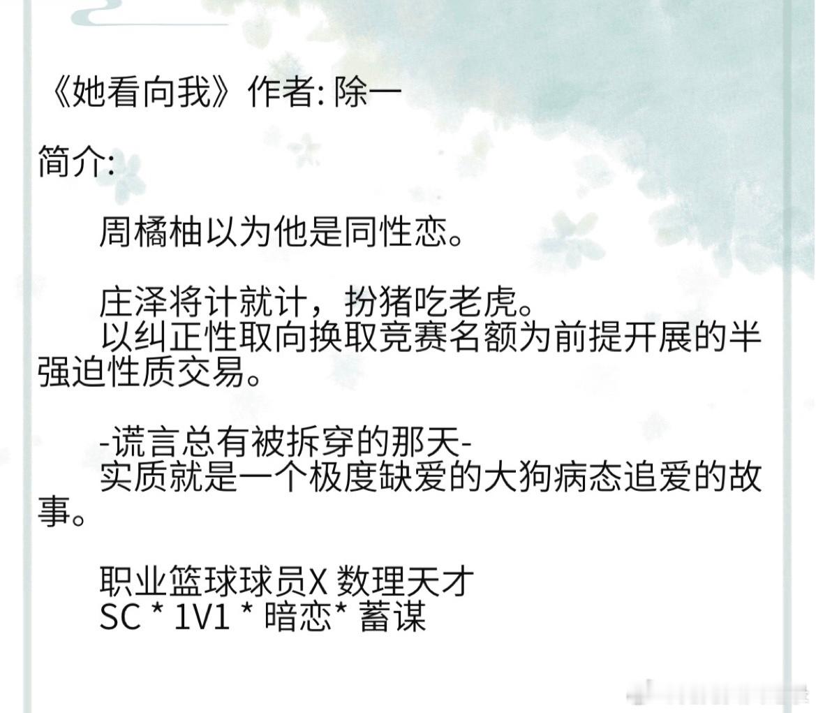 《她看向我》作者: 除一 职业篮球球员X 数理天才         SC * 1