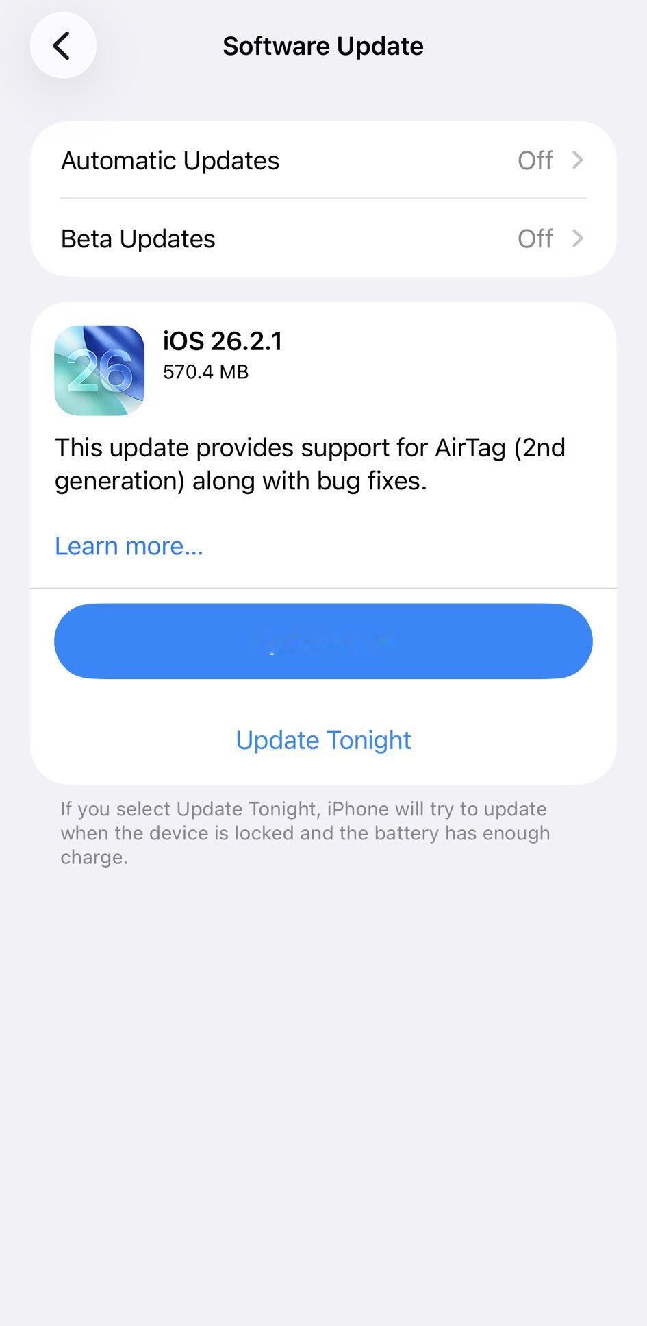 iOS26.2.1正式版来了 26.2.1的正式版推送了 从描述上来看只是适配了