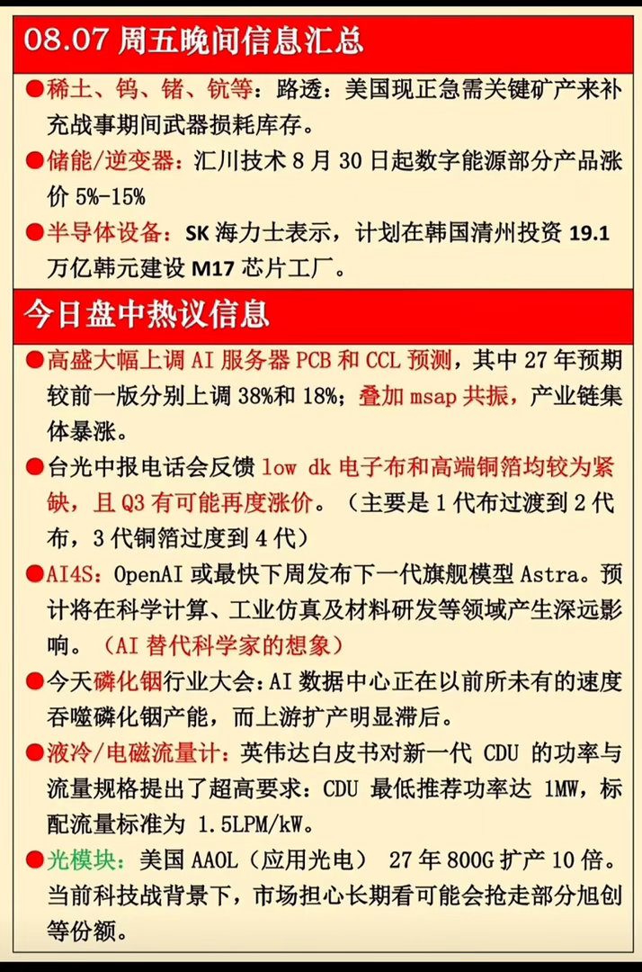 8月7日周五晚间信息汇总，AI与科技齐飞，抓住风口别掉队！8月7日周五晚间这信息