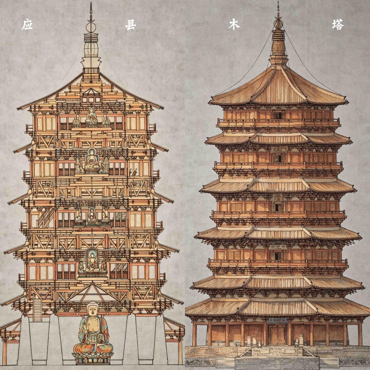 宋辽金时期经典建筑图示（一）

应县木塔即佛宫寺释迦塔，建于辽清宁二年（1056
