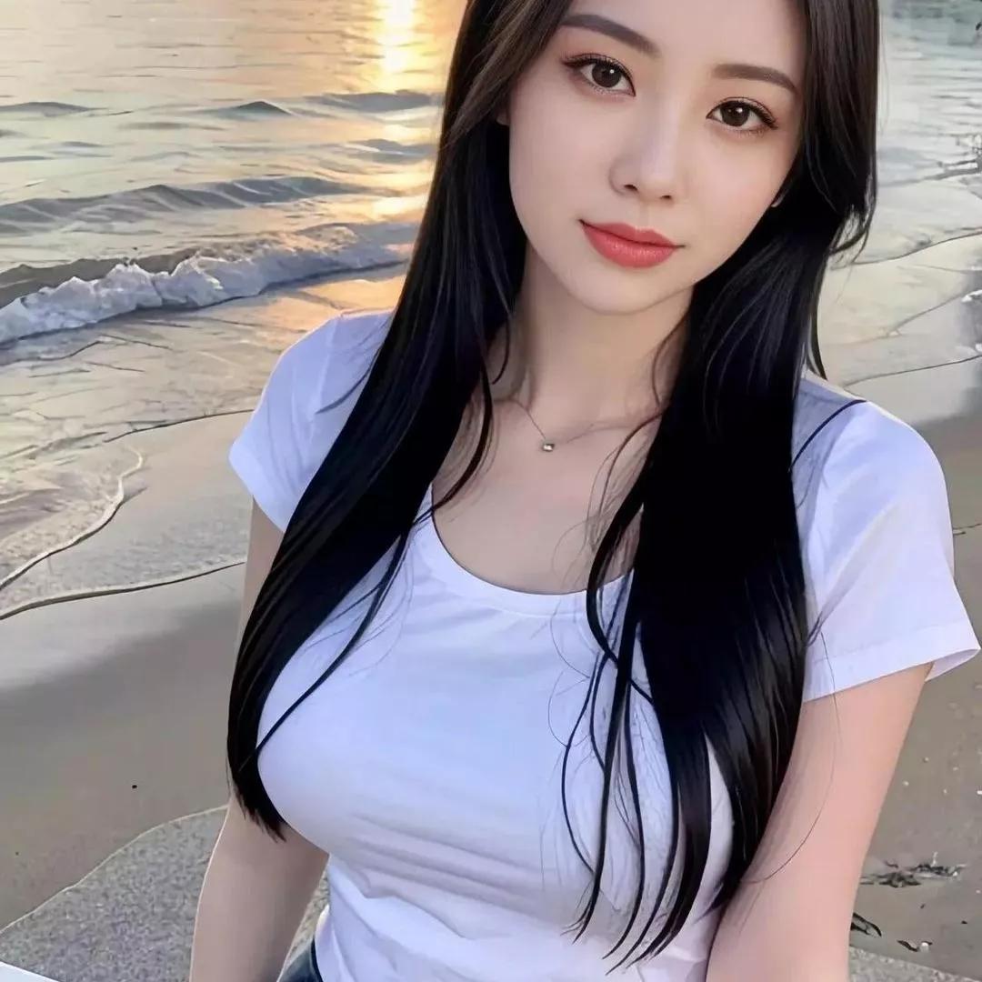 温柔的海边少女，温柔如水的心灵。温柔美少女 海边活力少女 海边温柔女孩 海边白衣