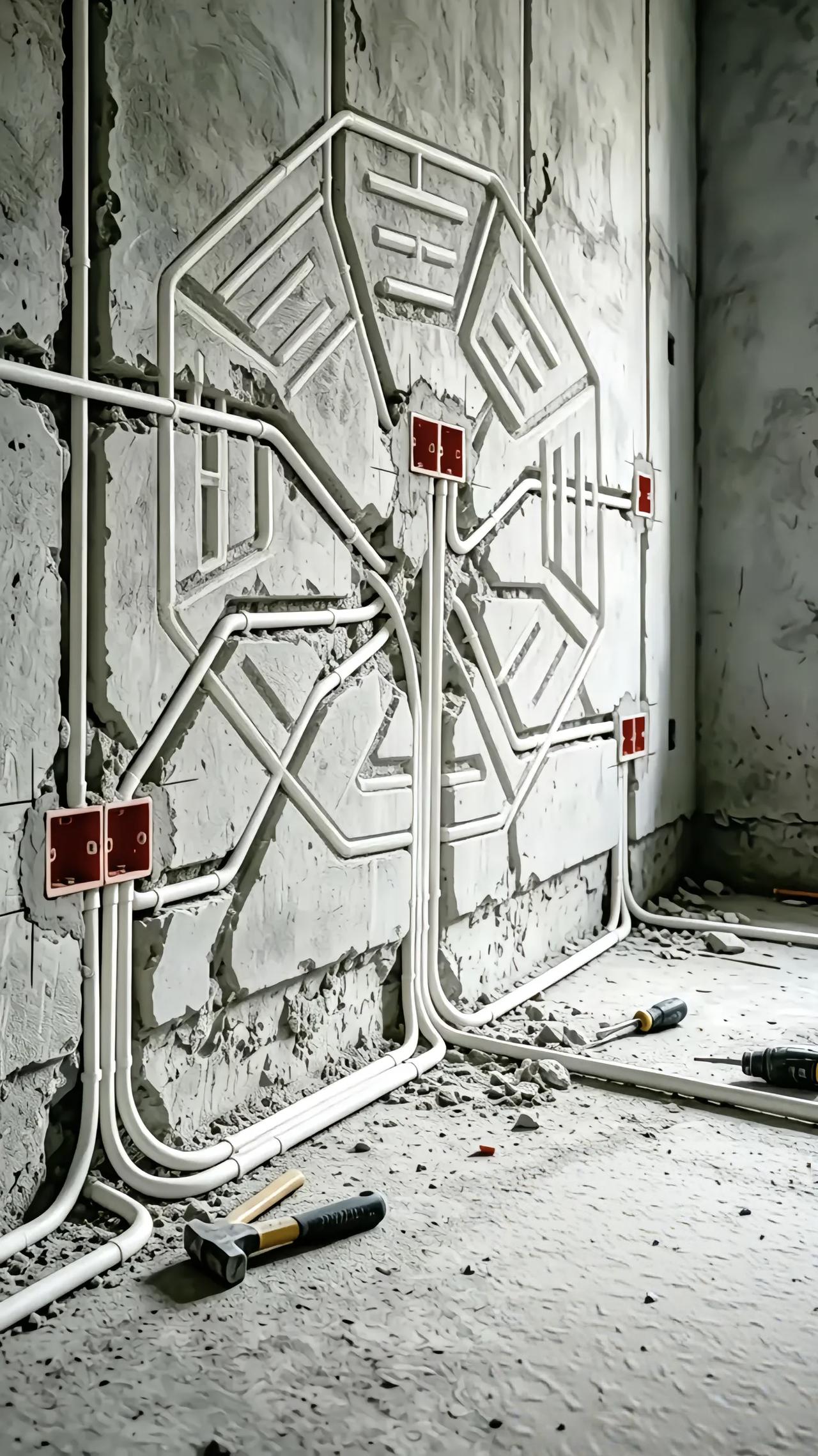 这水电工师傅是学过阵法的吧？😂
好好的水电走线，愣是给做成了八卦阵。
有没有懂