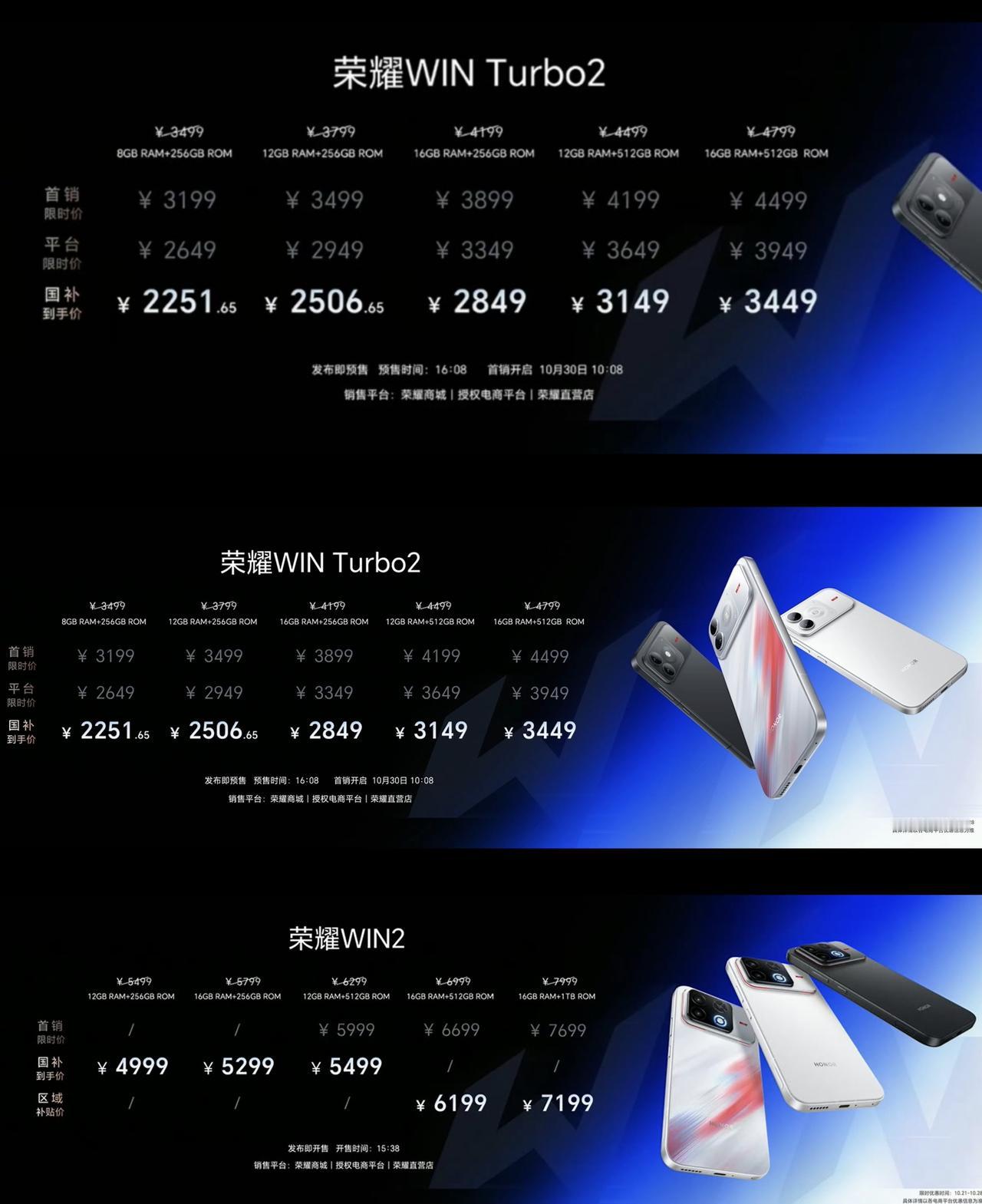 2649元起，荣耀WIN2系列发布

荣耀WIN Turbo2：

8+256G