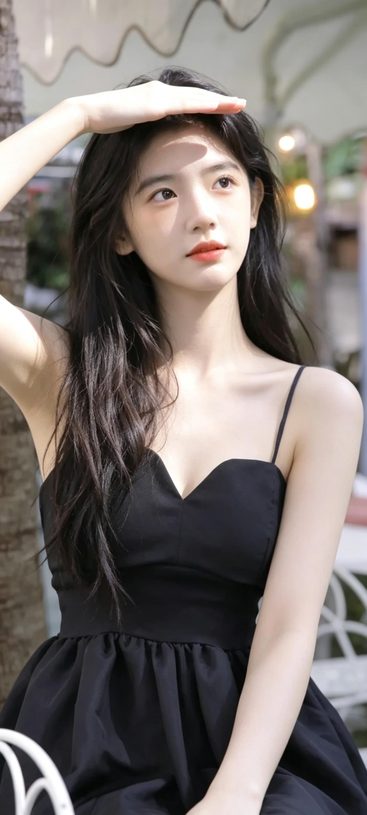 小黑裙｜纯欲天花板的夏日心动
暖调街景作衬，黑色吊带公主裙自带温柔滤镜，细肩带凸