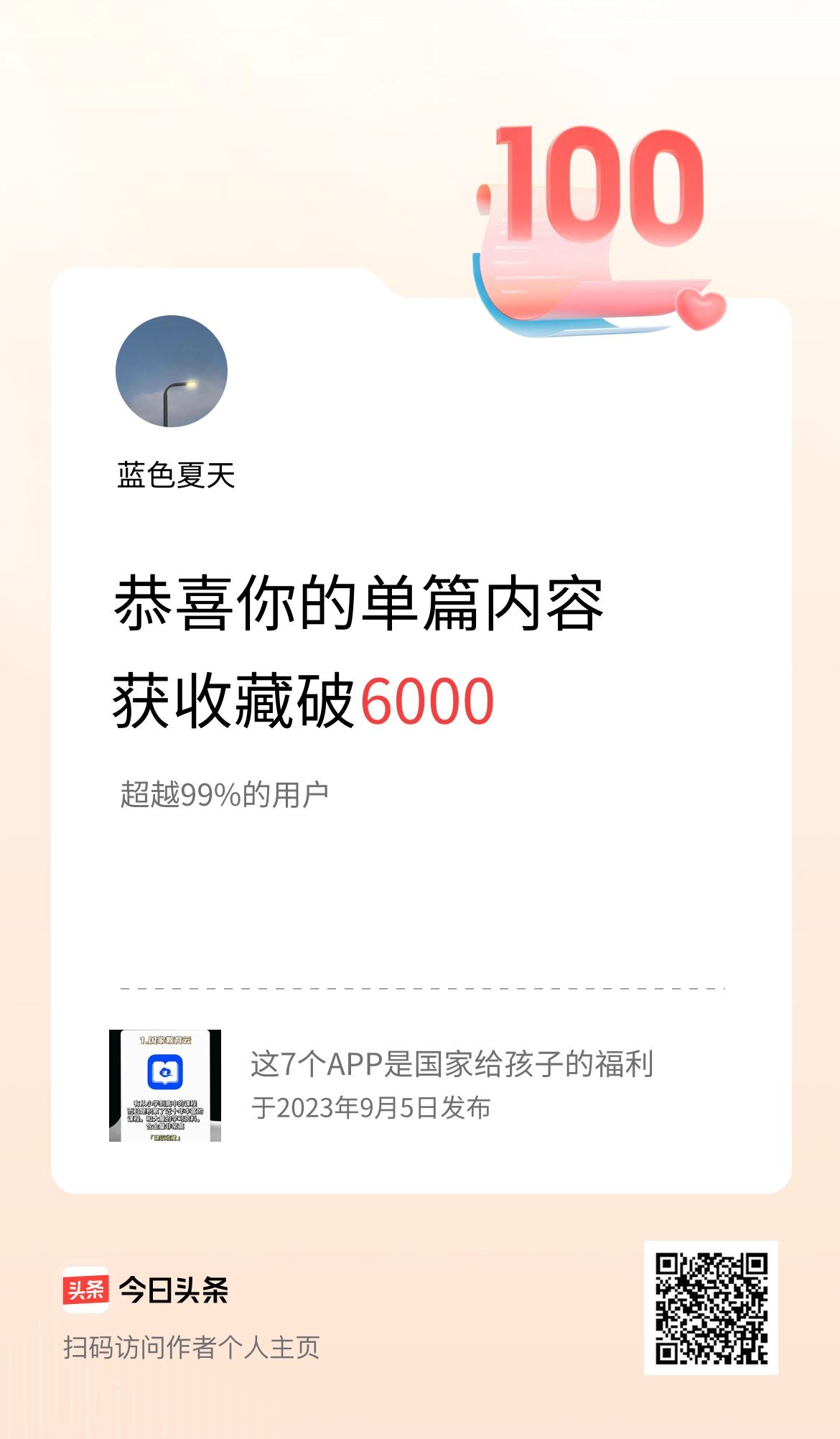单篇内容获收藏量破6000啦！