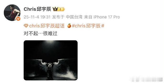 王子弟弟音乐会取消王子弟弟发文 王子弟弟邱宇辰音乐会取消，发文：“对不起，很难过