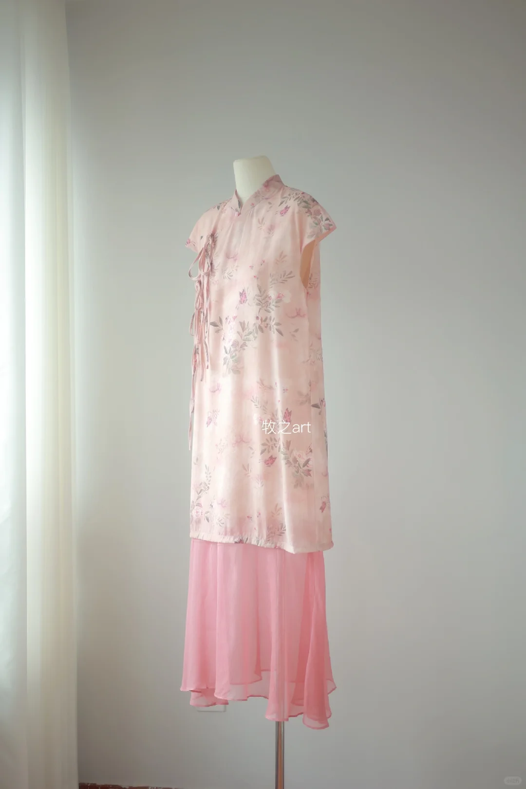 青山烟雨客｜粉色中式连衣裙