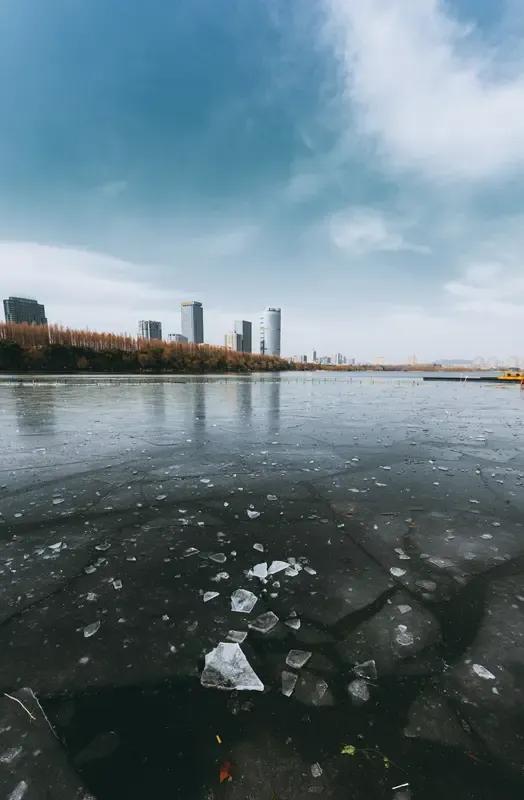出上：松立崖高风雪淡，
对下：柳摇岸矮水冰平。