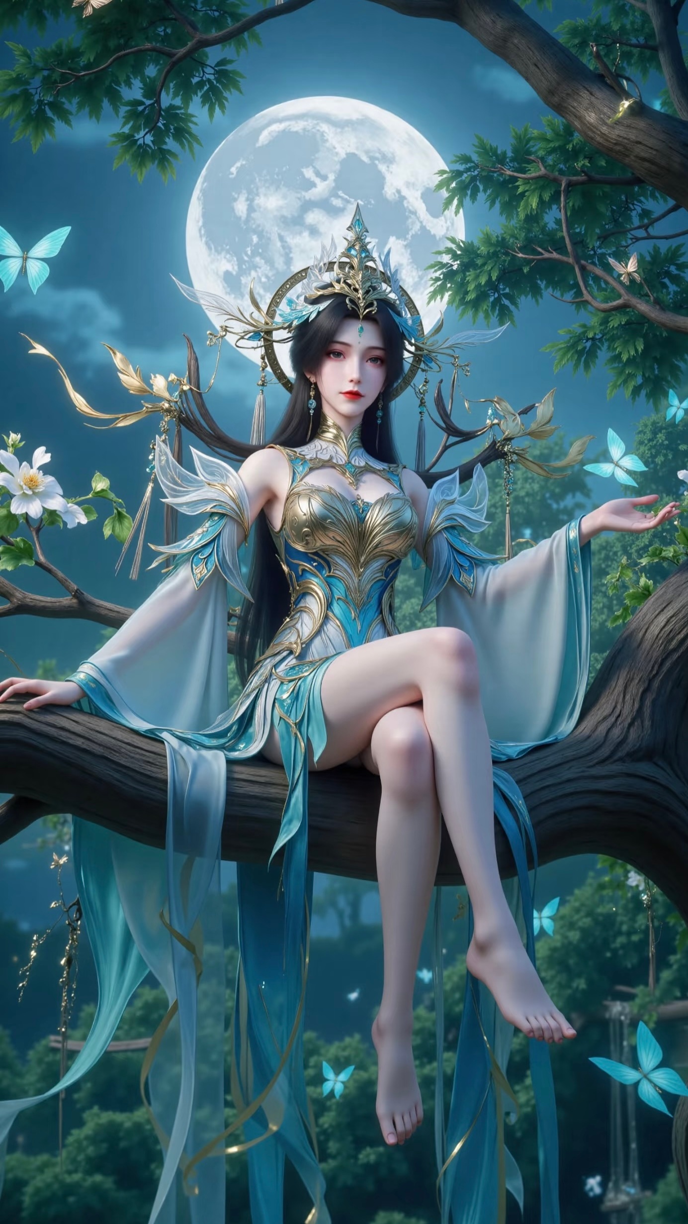 完美世界  柳神【精致美图】侧坐树梢，美丽动人！ ​​​