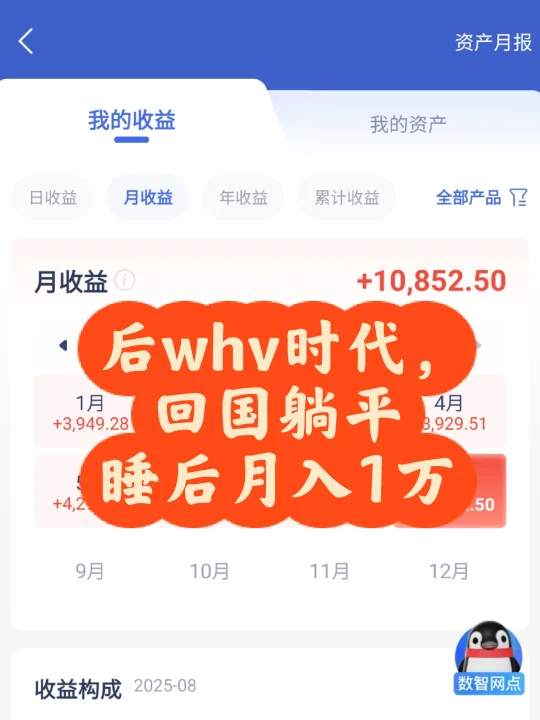 后whv时代，回国躺平睡后月入1万