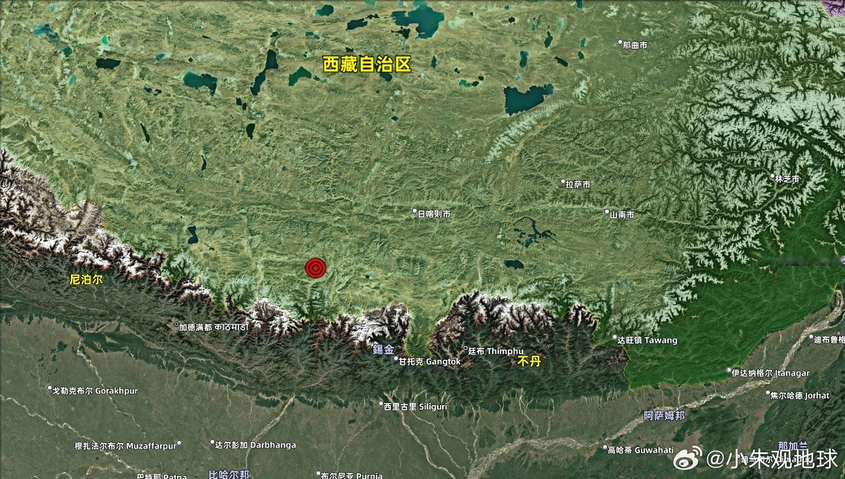 西藏地震   2025年1月7日09:05:16，西藏日喀则市定日县（北纬28.