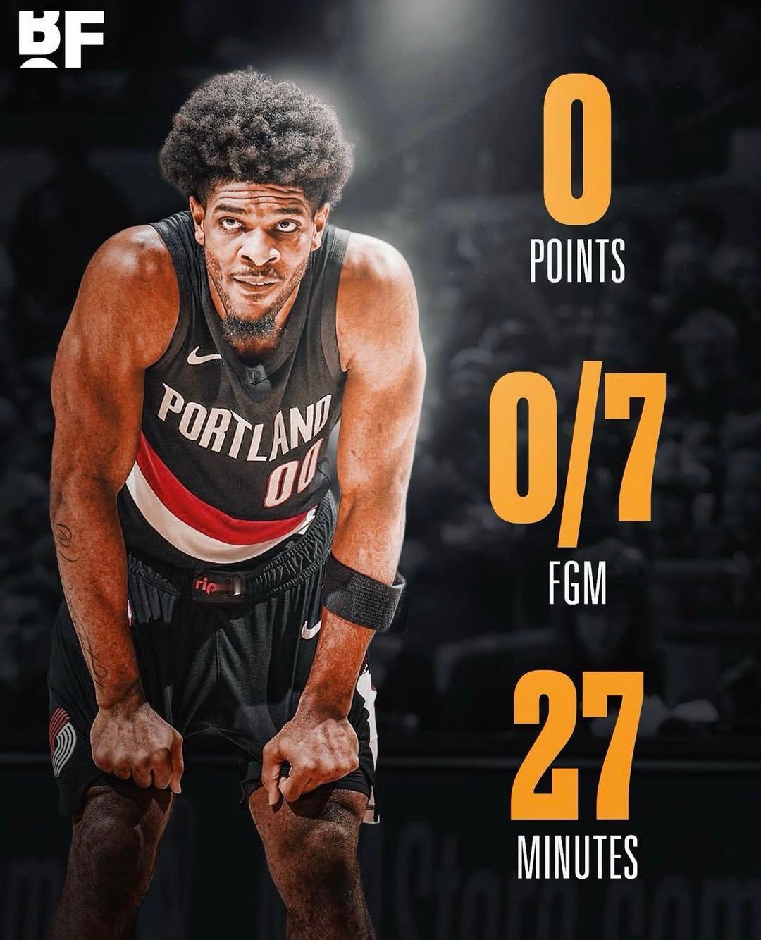 波特兰开拓者 亨德森第四场比赛数据——0 分投篮 7 中三分 3 中出场 27 