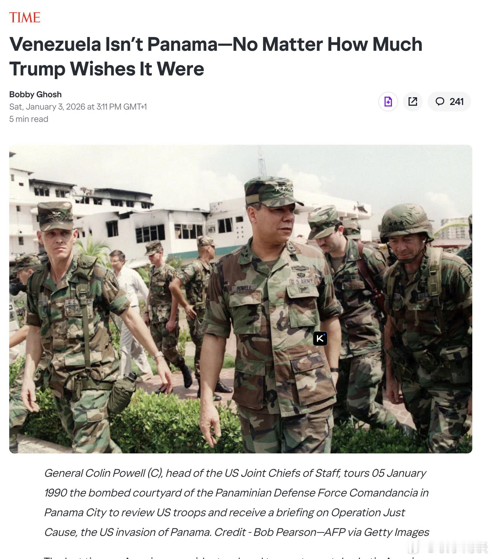 【委内瑞拉不是巴拿马——无论特朗普多么希望它是】（时代）上一次美国总统下令军队抓