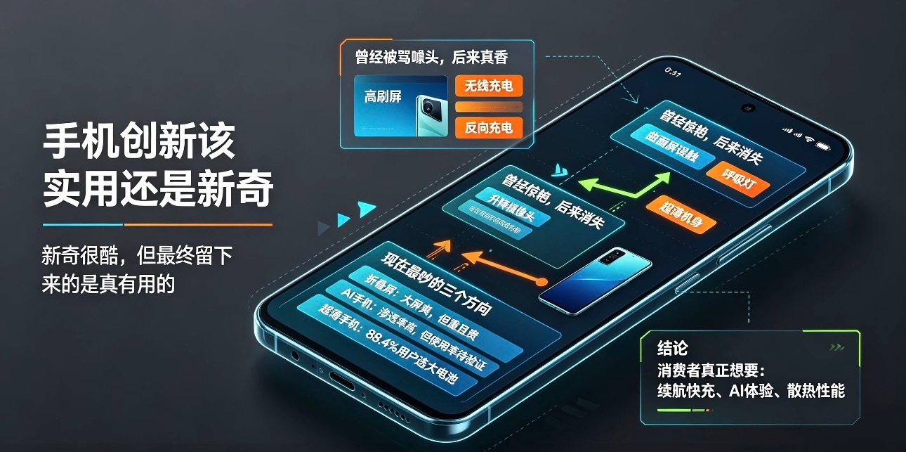 手机创新该实用还是新奇作为一个从诺基亚时代玩到现在的老机友，这些年见过的手机创新