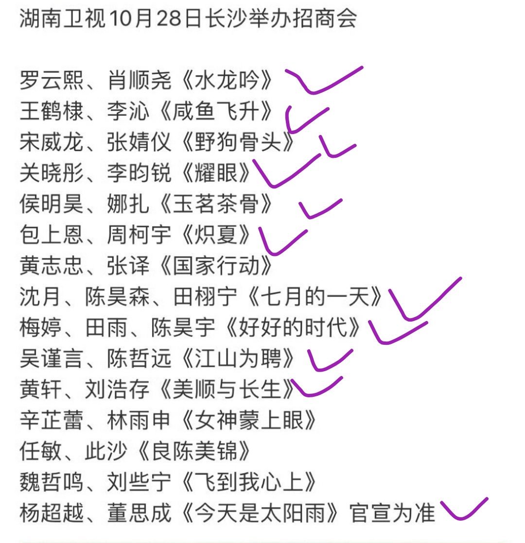 芒果1028招商大会片单，想看这几部。 ​​​