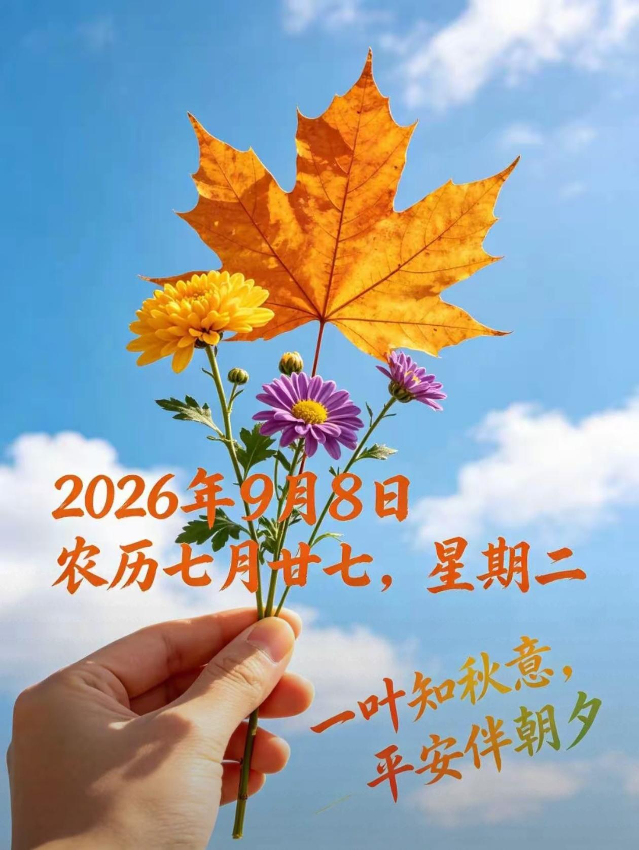[福]2026./9月8日，晨光盈窗，秋和景明，福运绵长[福]

[彩虹]清秋的