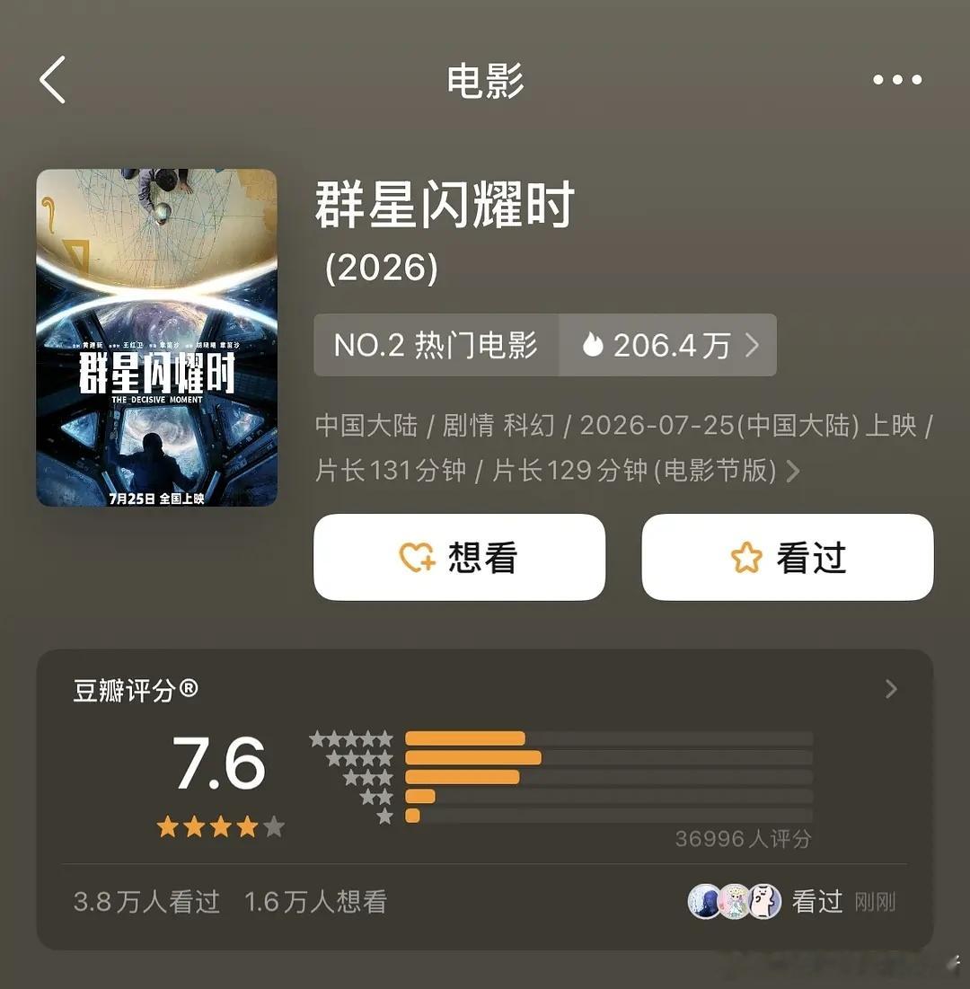 吴磊群星闪耀时豆瓣开分7.6分